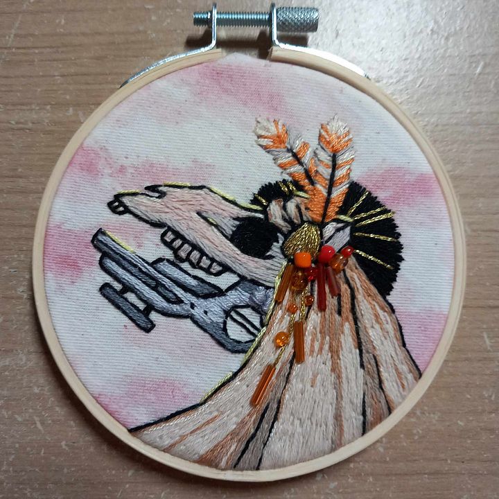 Streampunk Mari Lwyd Embroidery Hoop Art product image (2)