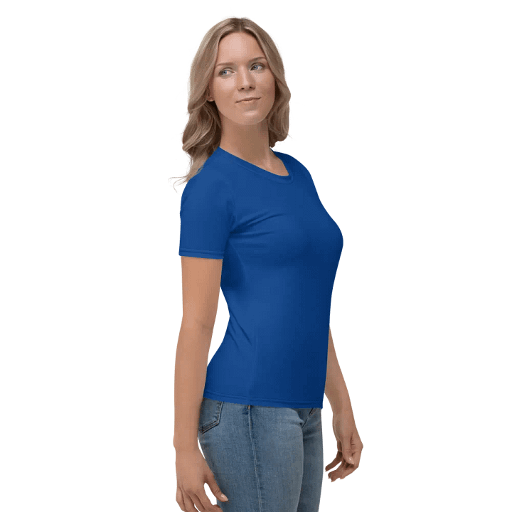 Plain Navy-Blue Light Summer Women's Crewneck Polyester Heavyweight Premium T-Shirt by Treasure Pie product image (2)