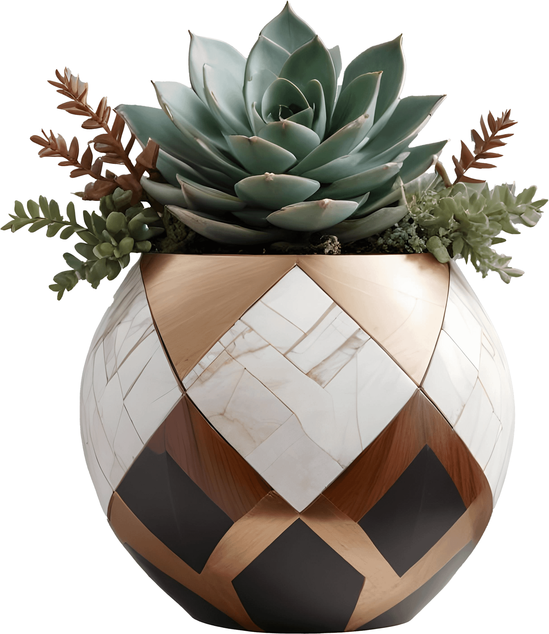 Earthly Symphony – Mosaic-Inspired Succulent Vase PNG product image (1)