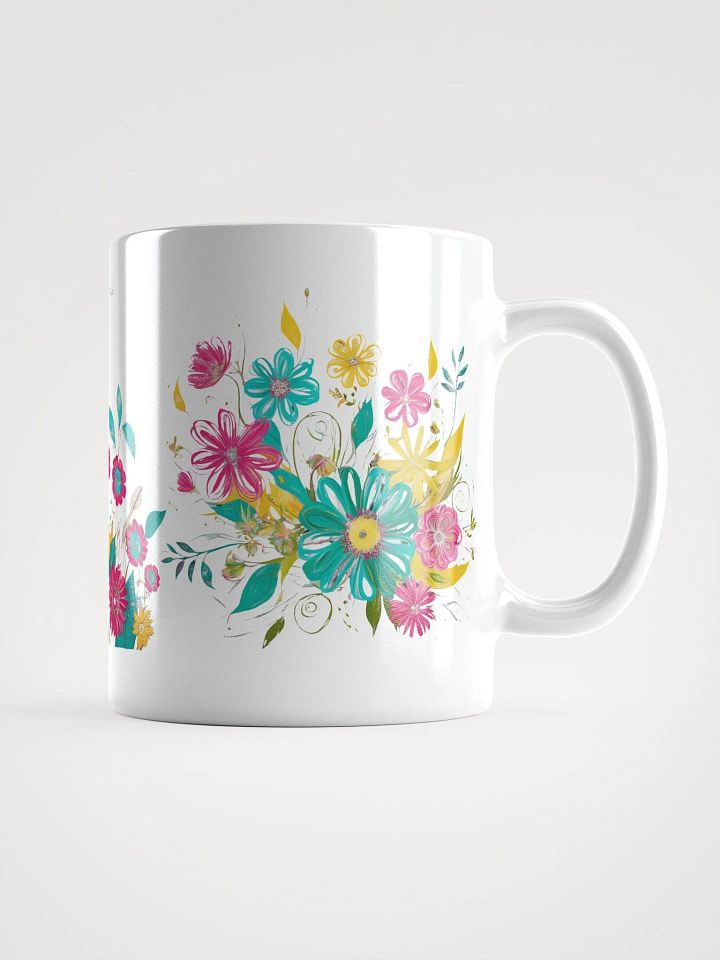 Personalized Artsy Boho Flowers White Glossy Ceramic Mug product image (1)