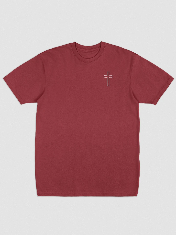 Simple Cross Embroidered Red Heavyweight T-Shirt product image (2)