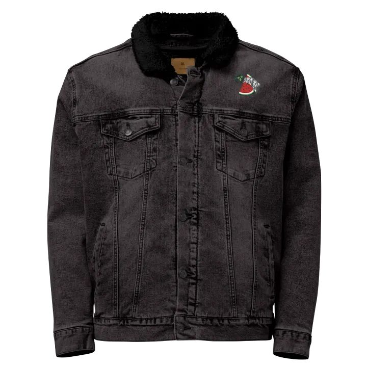 Recycled Sherpa Lined Denim Jacket Watermelon Logo product image (1)