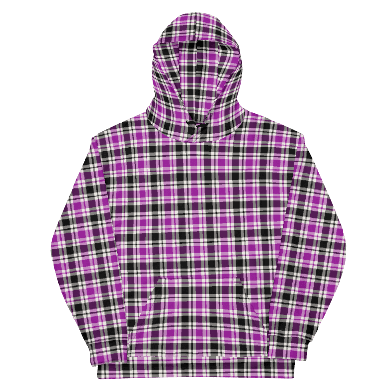 Purple, Black & White Plaid Hoodie product image (6)