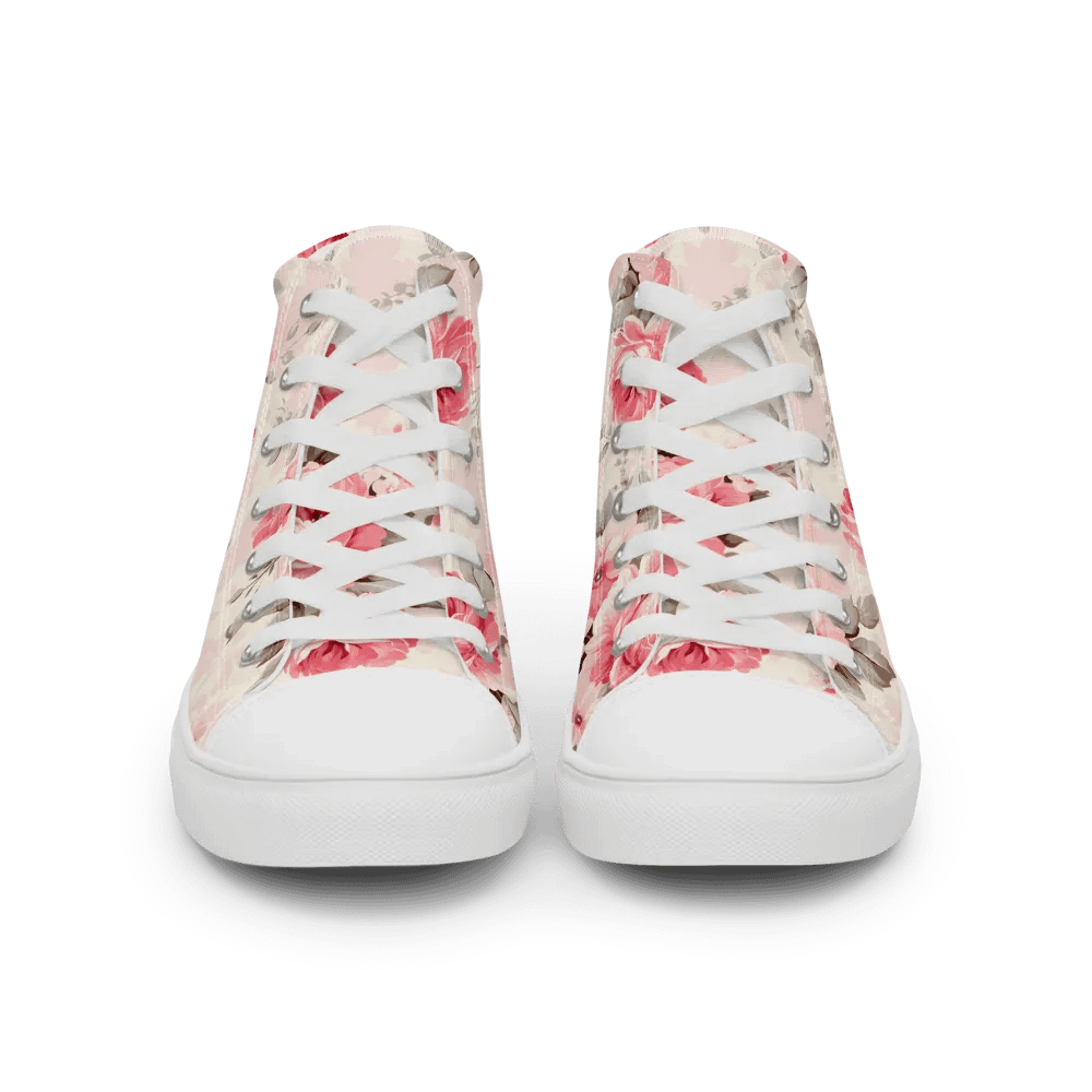 Women's Pink Floral High Top Canvas Shoes product image (12)