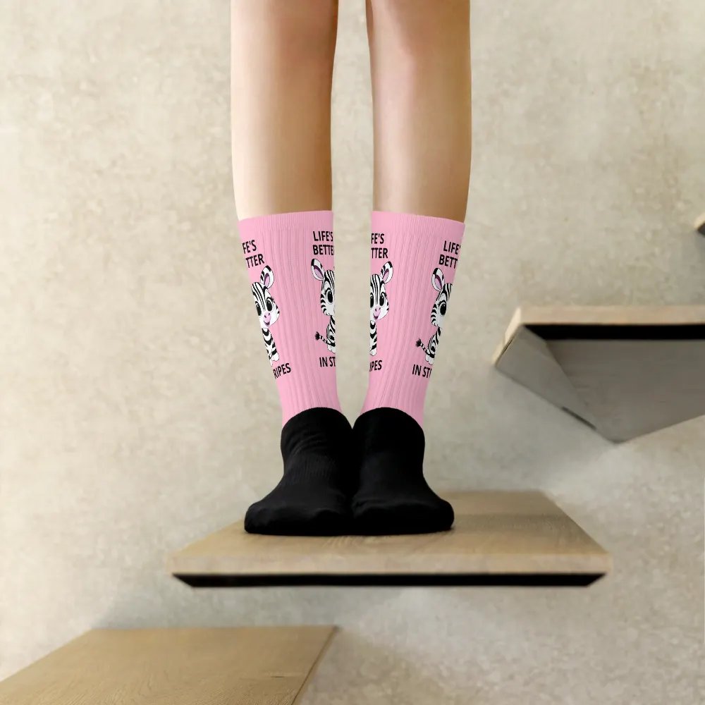 Life's better in stripes: pink cushioned socks. product image (8)