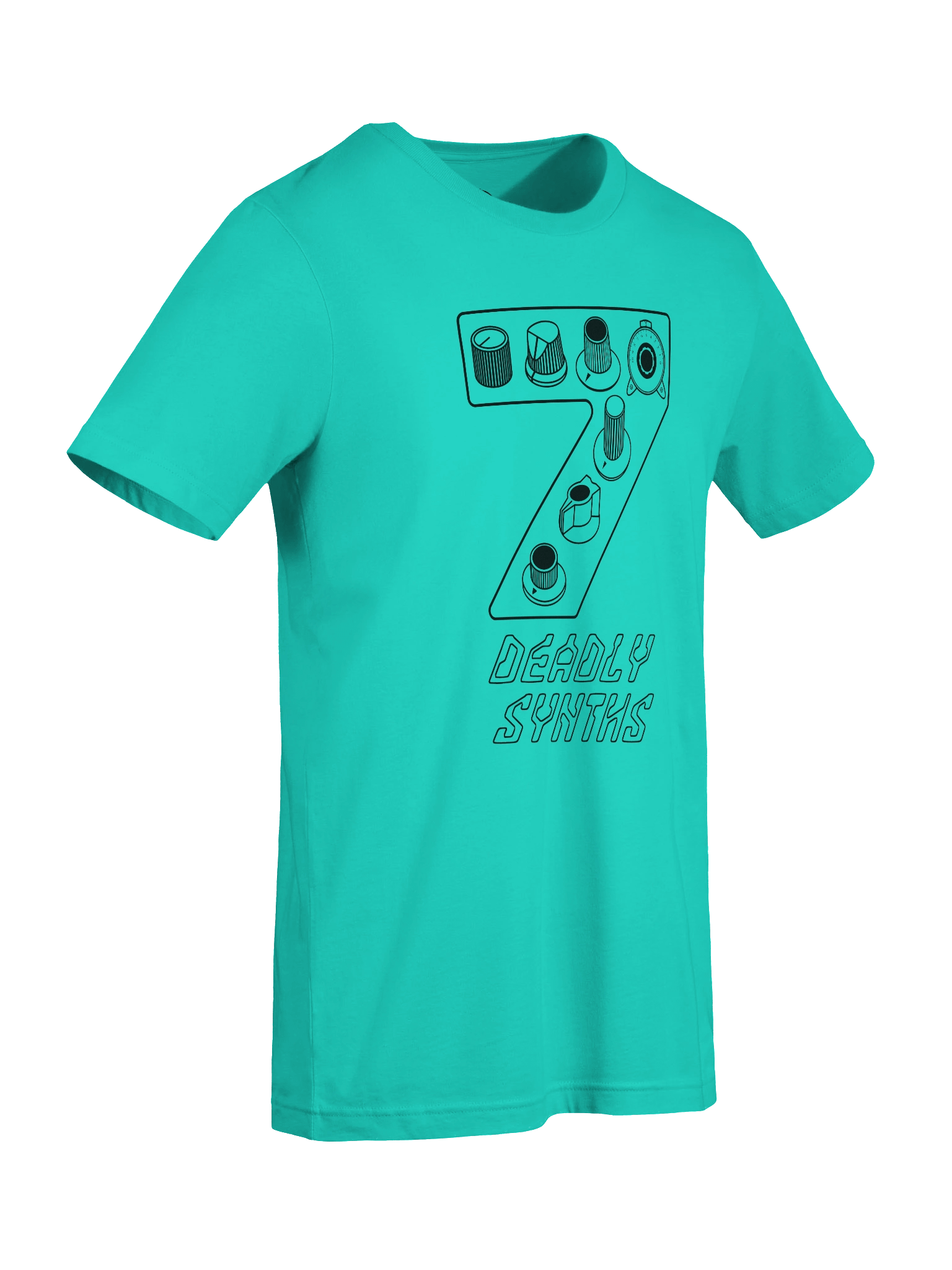 7 Synthesizer Legends T-Shirt - Seven Deadly Synths (7 Synthesis Classics) BLACK PRINT product image (8)