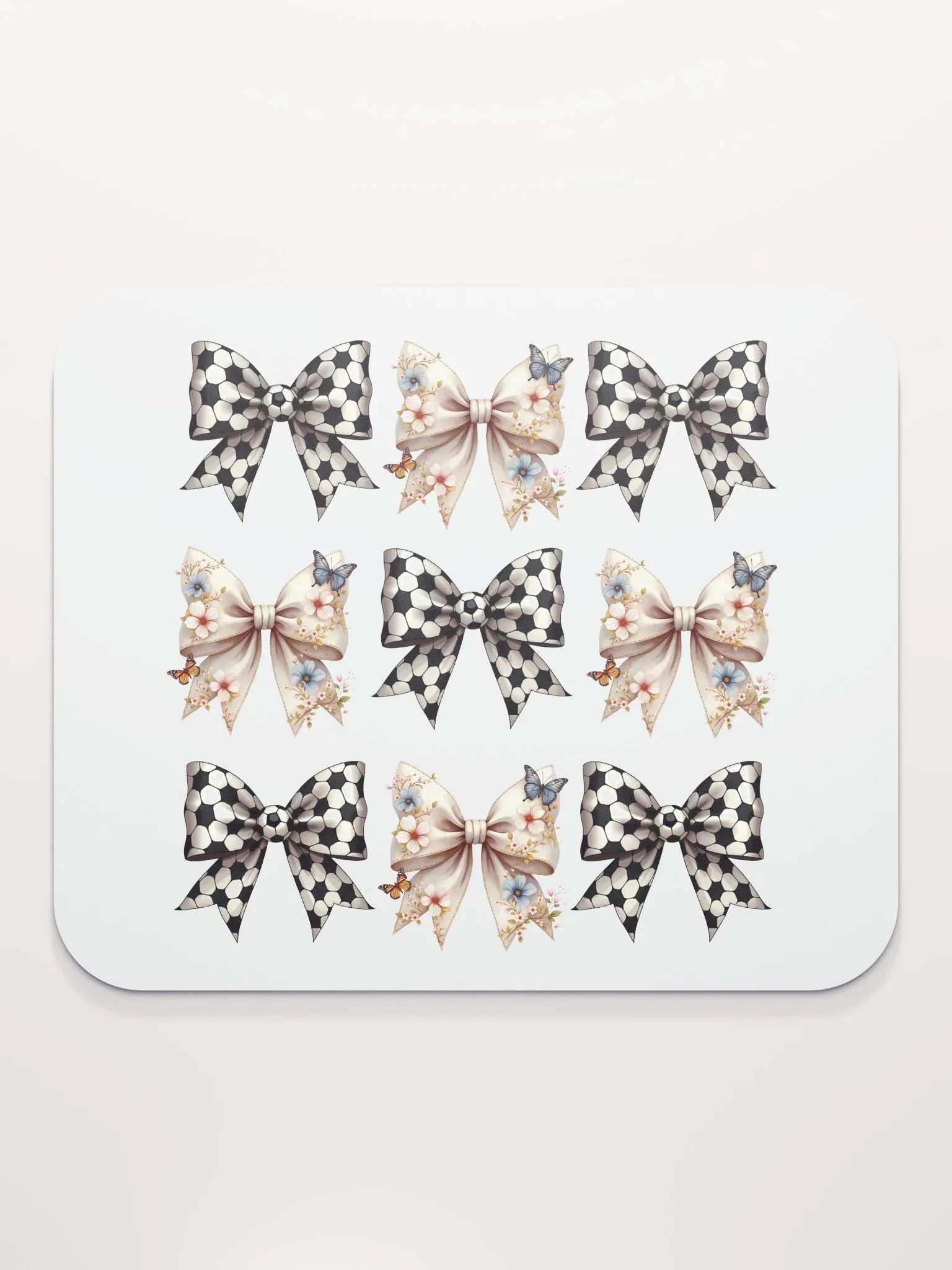 Spring Bows Soccer Charming Grid Mouse Pad product image (1)