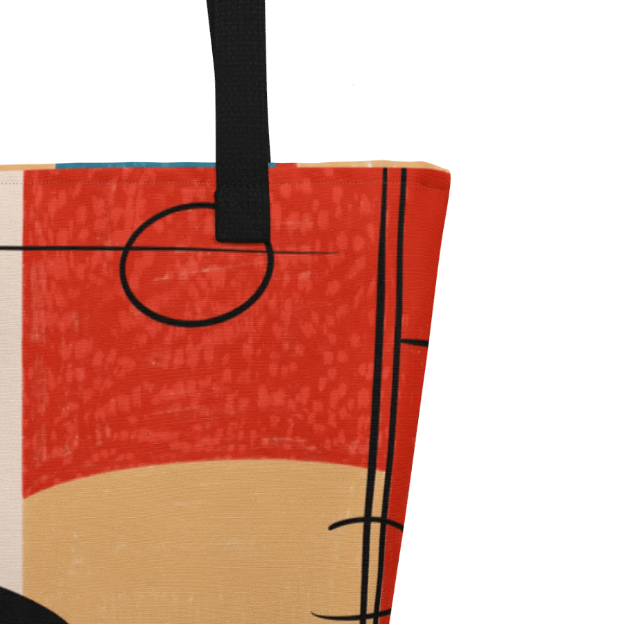 Abstract Hand-drawn Cat Red, Blue, Yellow Custom Tote Bag product image (4)