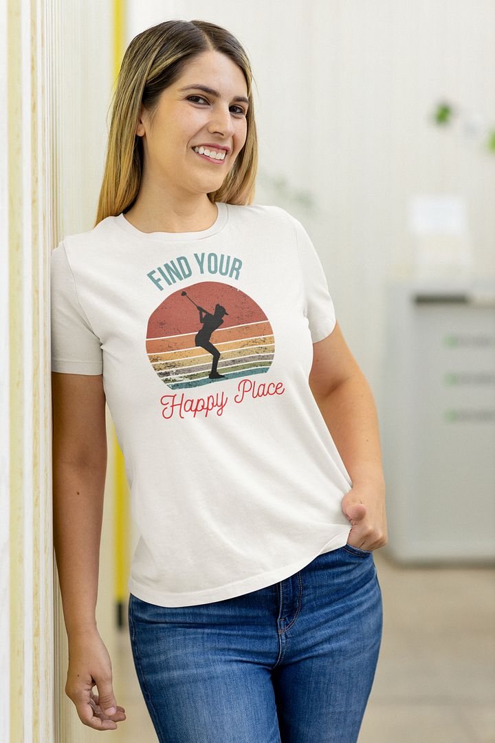 Find Your Happy Place - Female Golfer Silhouette Over a Retro Sunset product image (2)