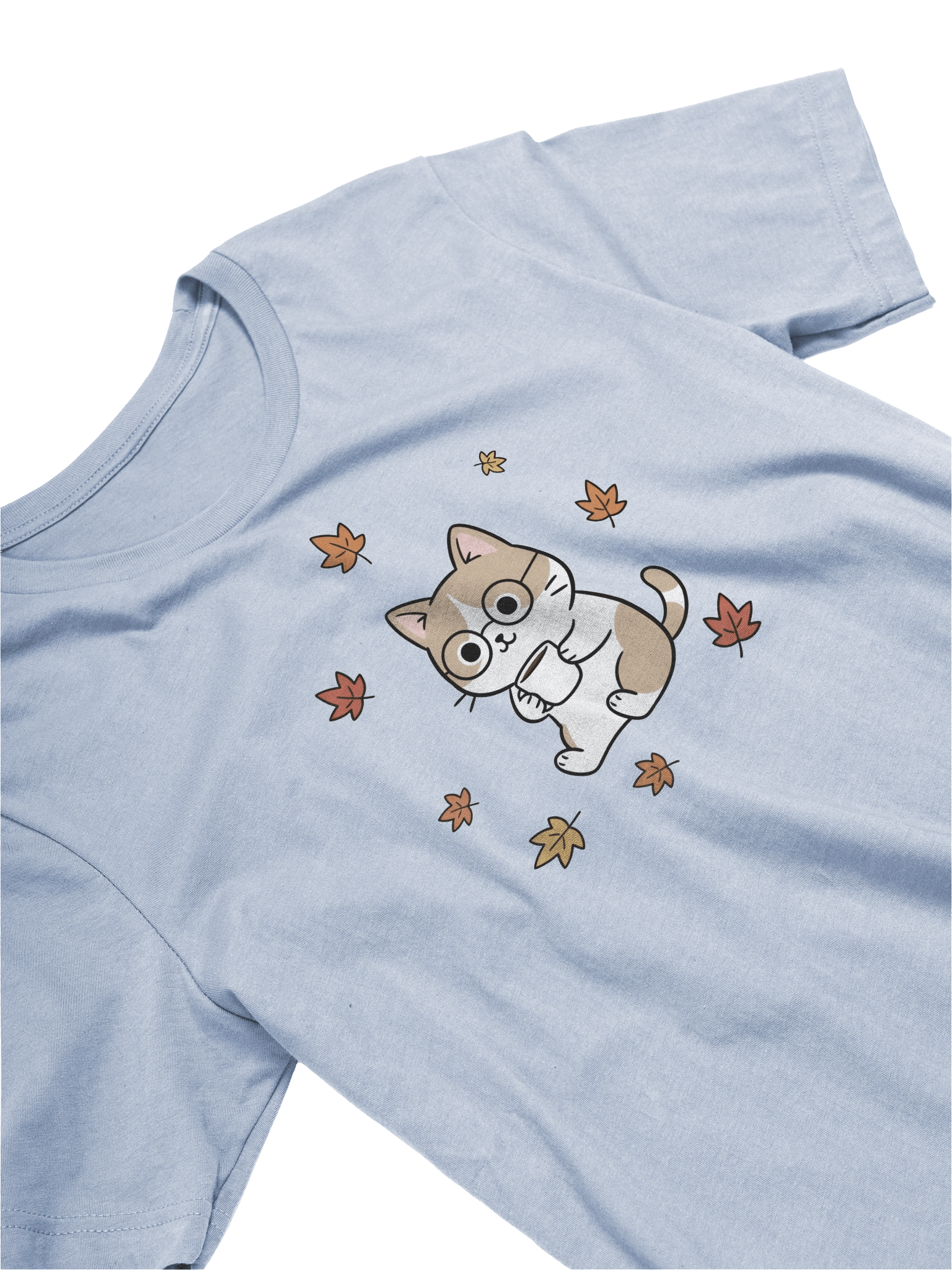 Cute Cat with Glasses Autumn T-Shirt product image (26)
