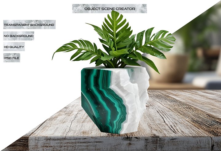 Aurora Verde - Vase Quartz & Malachite png product image (2)