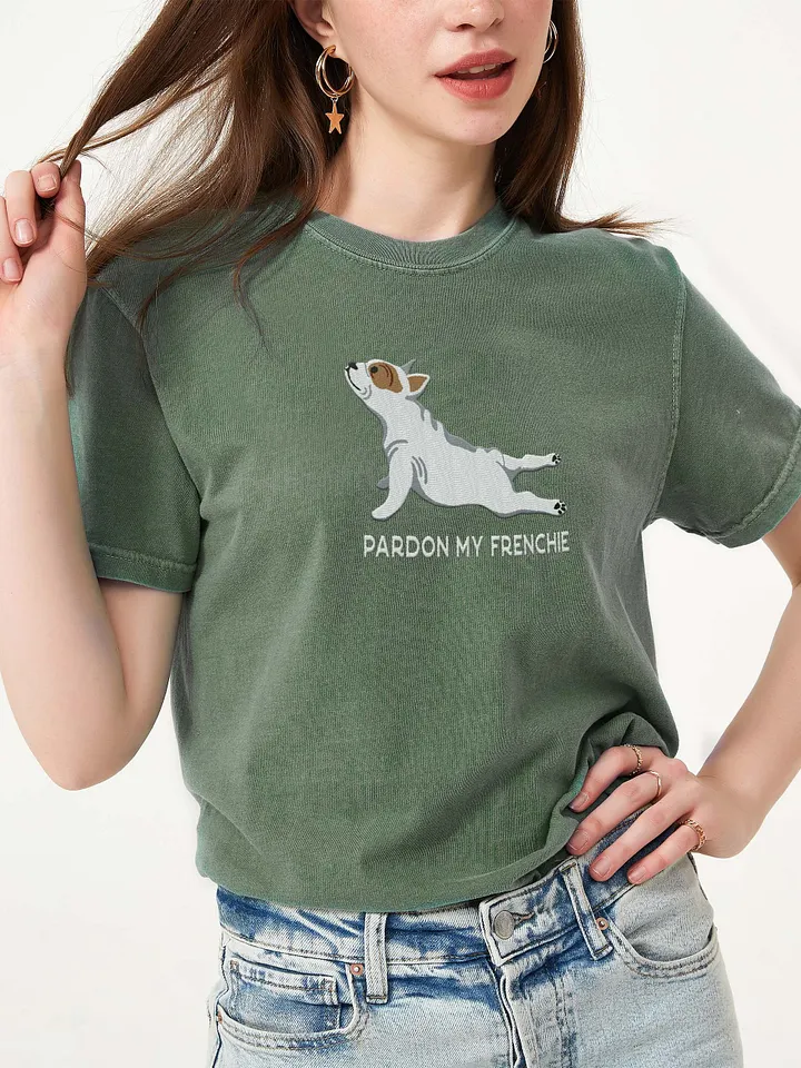 Pardon My Frenchie T-Shirt(Embroidered) of a French Bulldog(Pied) product image (2)