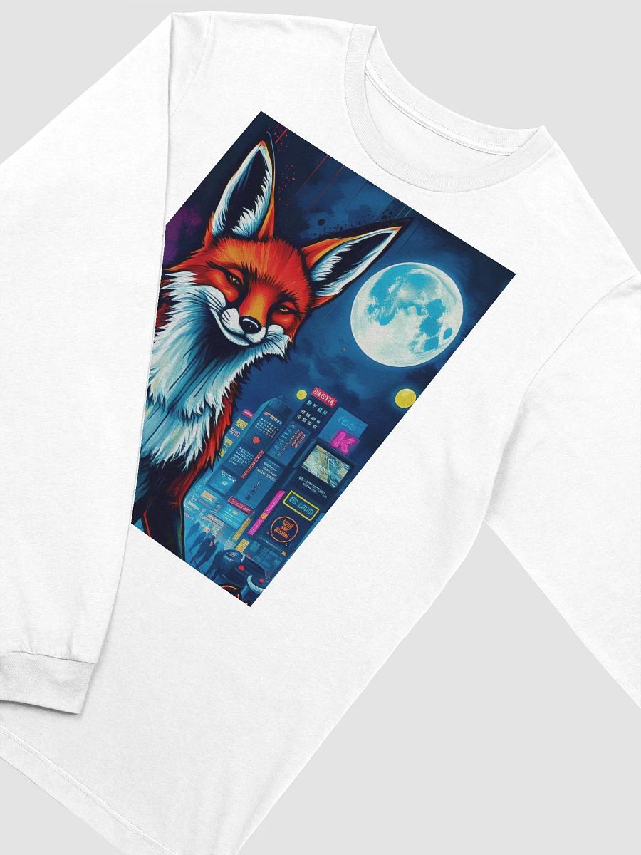 Midnight Fox meditating downtown, Cityscape Long Sleeve Tee product image (3)