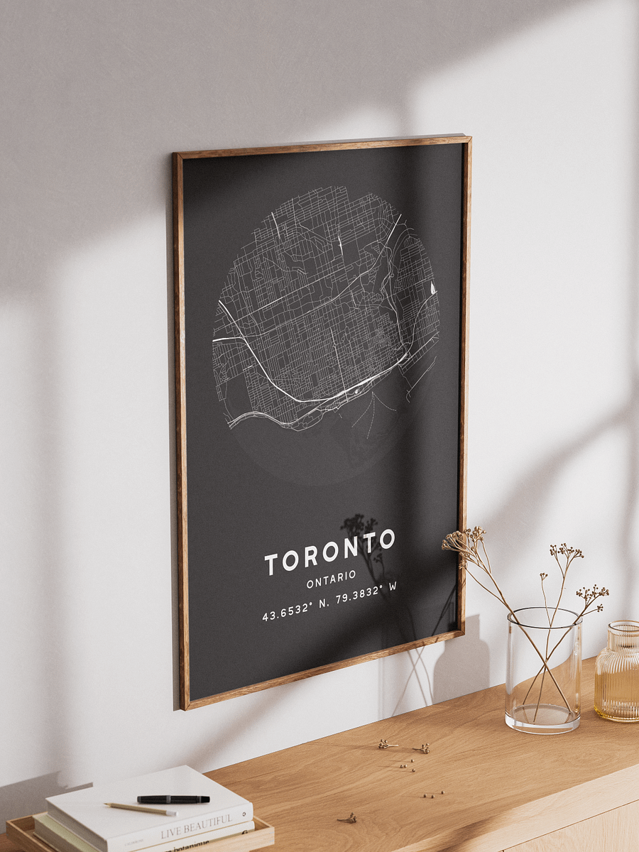 Toronto Street Map Poster – Black Minimalist Circular City Art product image (3)