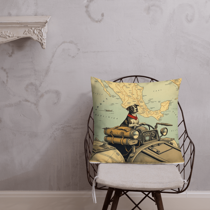 Rebel Co-Pilot Mexico Map Throw Pillow | Retro Dog Travel Decor | Square & Lumbar Cushion product image (7)