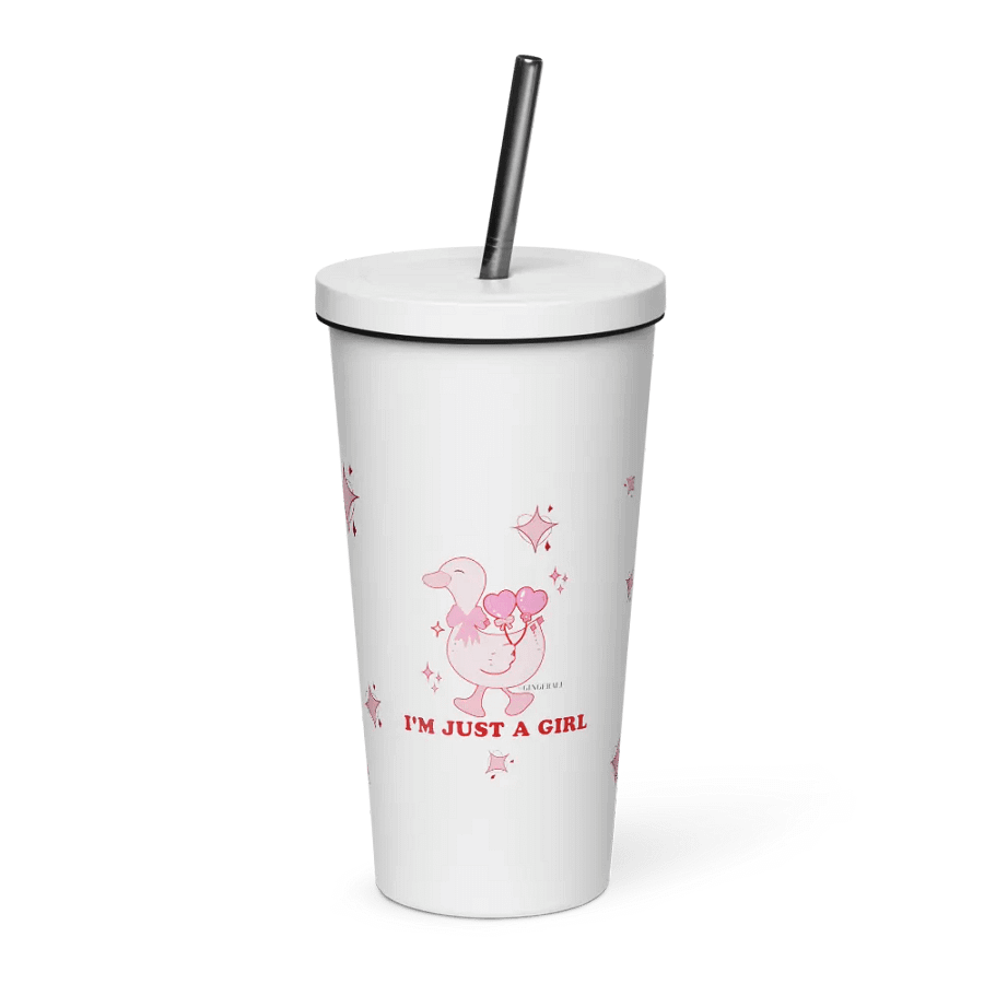IM JUST A GIRL CUP W/STRAW product image (1)