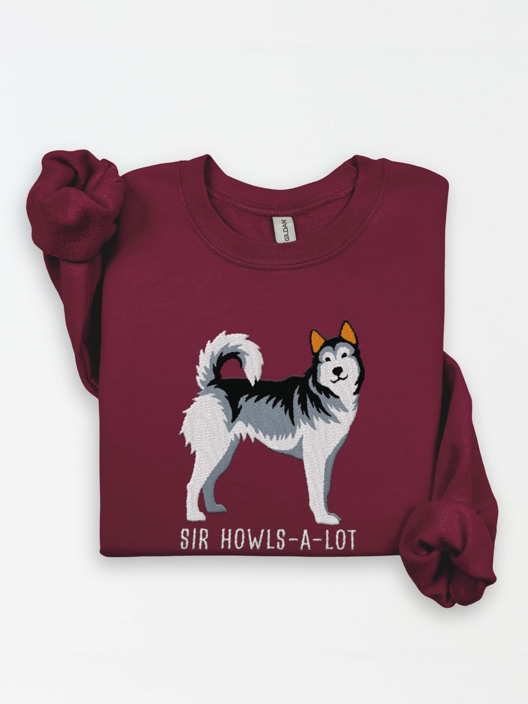 Sir Howls-A-Lot Sweatshirt (Embroidered) of a Siberian Husky(Gray & White) product image (1)