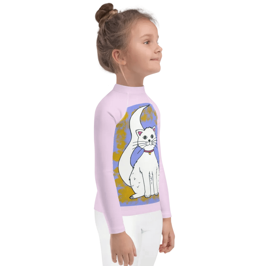 Cat (art by Dina R.) acrylic painting picture - Kids Rash Guard product image (4)