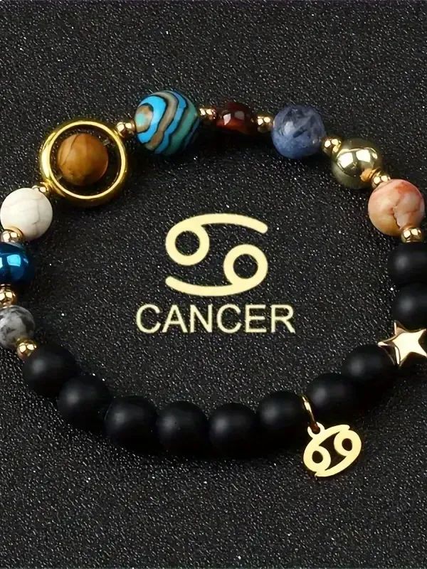 Cancer Universe Galaxy Eight Planets 12 Constellations Bracelet Women Natural Stone Solar System Bracelet product image (1)