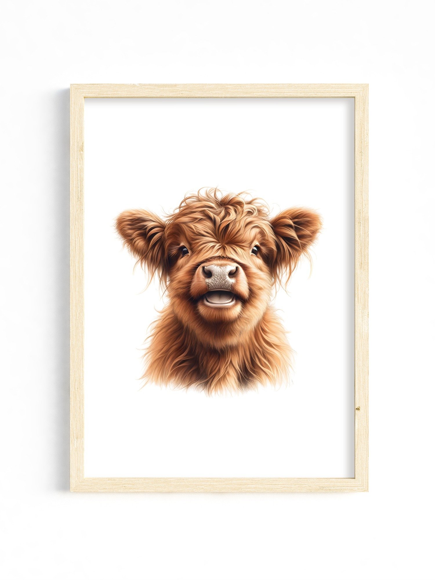 Happy Brown Highland Cow Nursery Print product image (1)