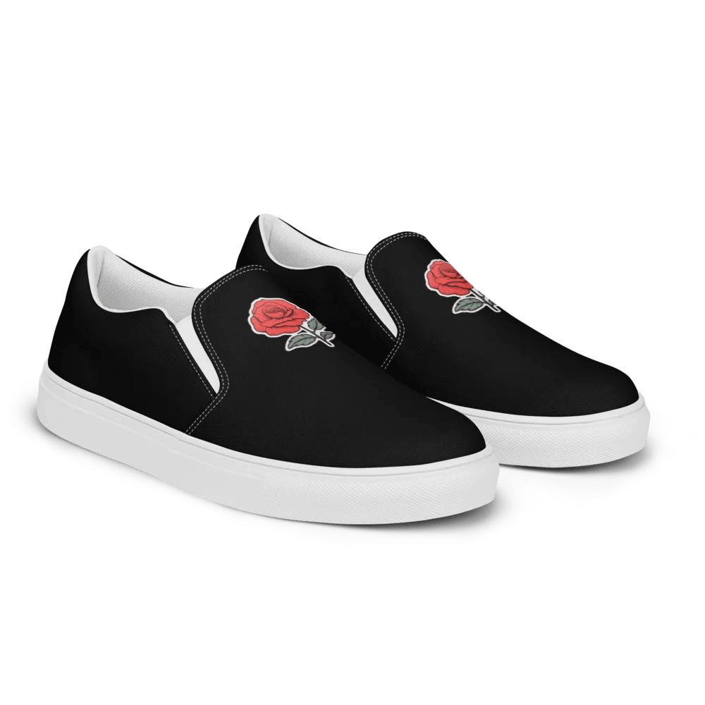 Red Rose Black Women's Canvas Slip-Ons product image (9)