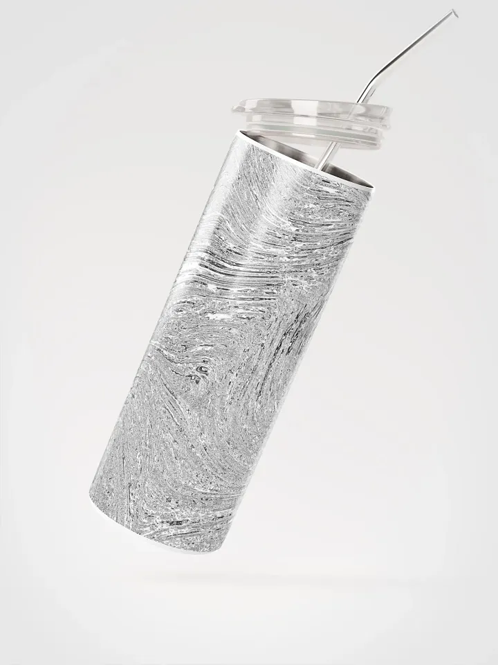 Swirling Silver Stainless Steel Tumbler | Eco-Friendly 20oz with Reusable Straw product image (2)