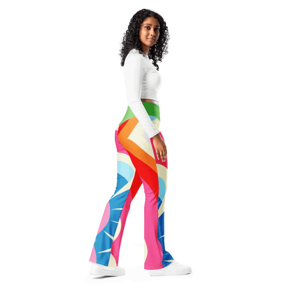 Retro Fuchsia/Orange Sherbet Flared Leggings product image (2)