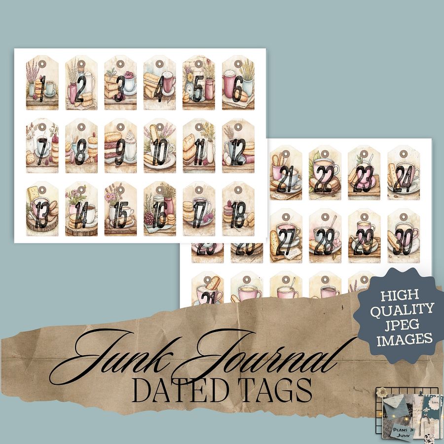 Coffee & Biscuits - Printable Dated Tags V5 product image (1)
