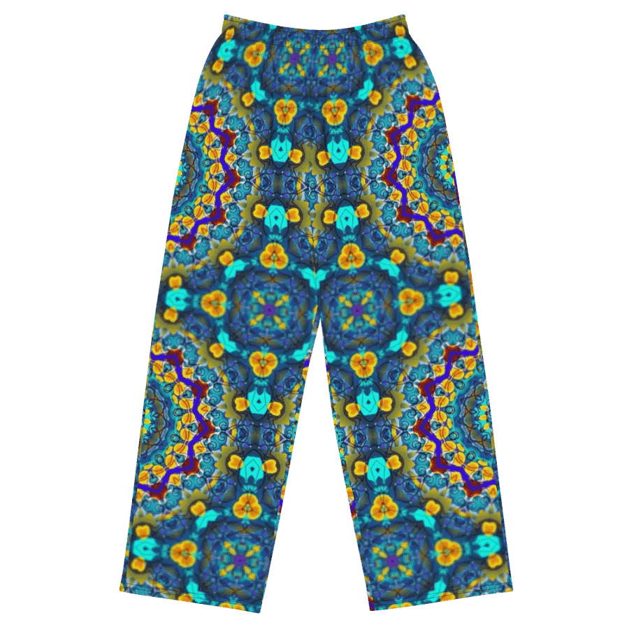 Blue Green Blur Kaleidoscope Wideleg Pants product image (2)
