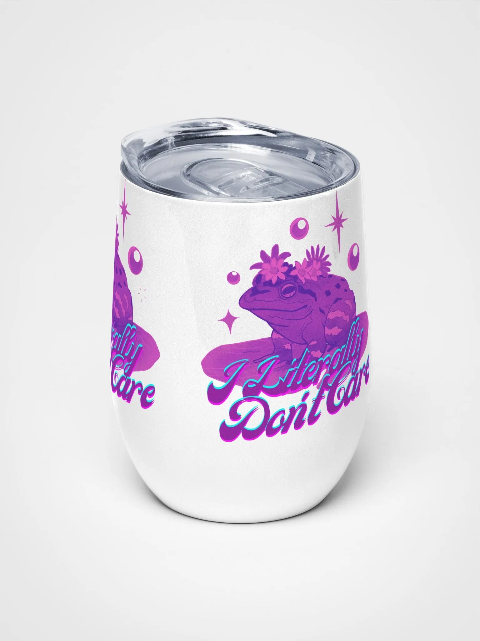 I literally don't care Sassy Frog Wine Tumbler product image (5)