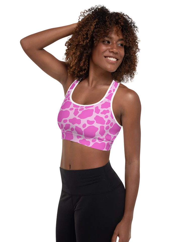 Pink Cow Print Sports Bra product image (1)