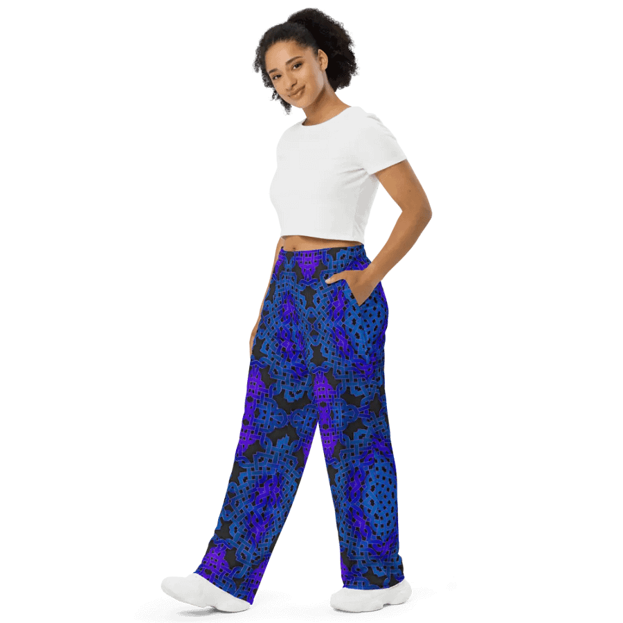 Blue Celtic Knot Kaleidoscope Wideleg Pants product image (4)