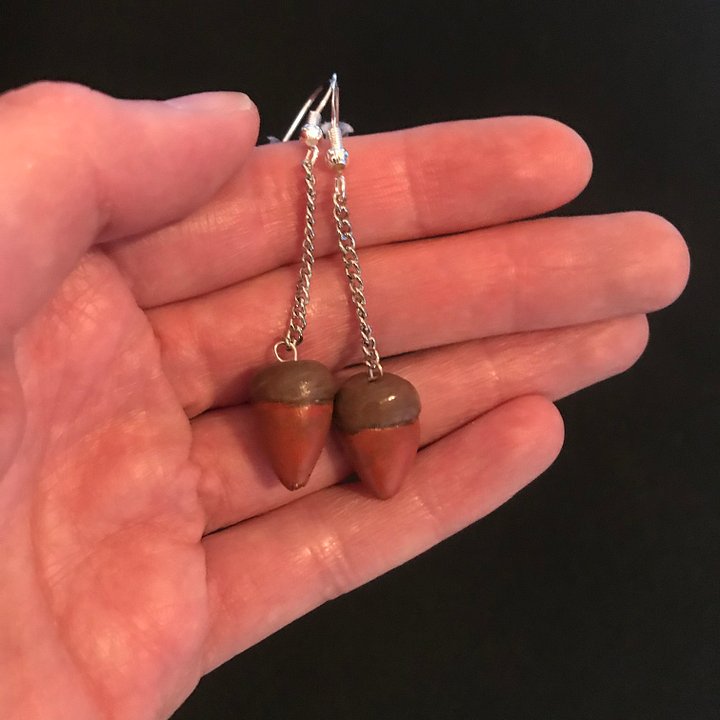 Small Acorn Clay Earrings product image (1)