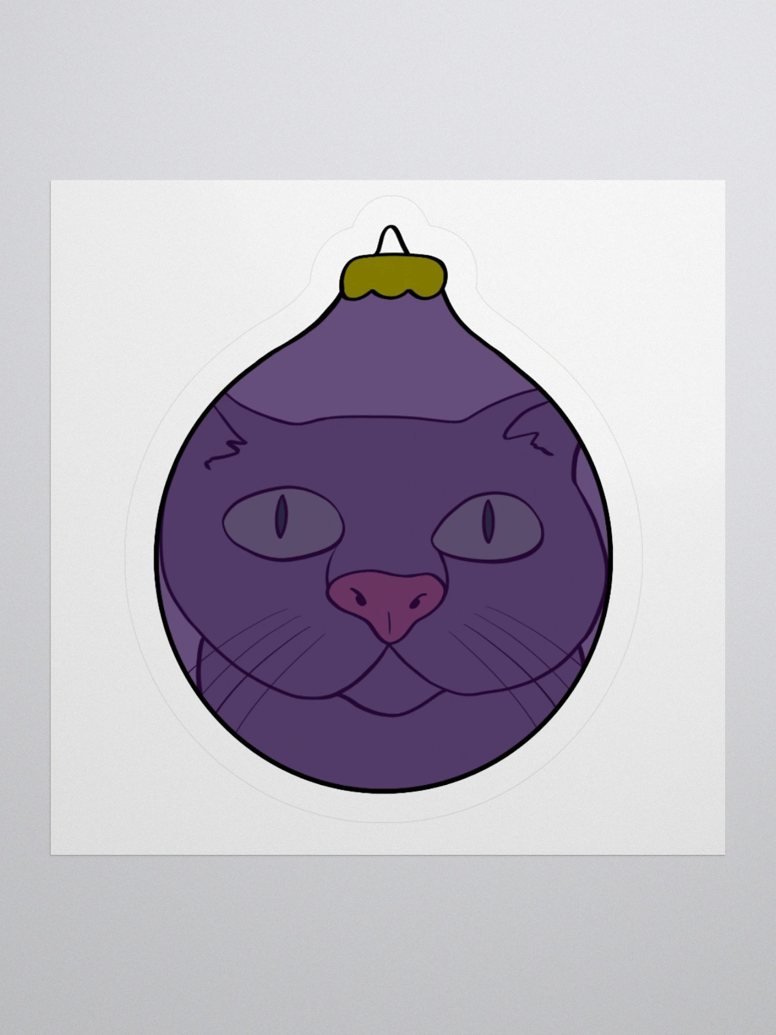 Curious Cat Christmas Kiss Cut Sticker (Purple) product image (1)