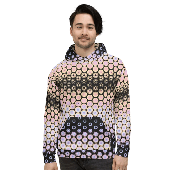 Abstract Circular Pink and Black Unisex All Over Print Hoodie product image (1)