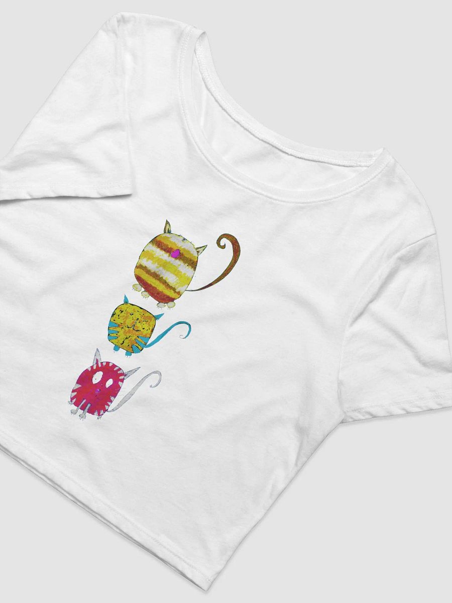 Abstract Vibrant Cats in Three Ladies Cropped Tee product image (6)