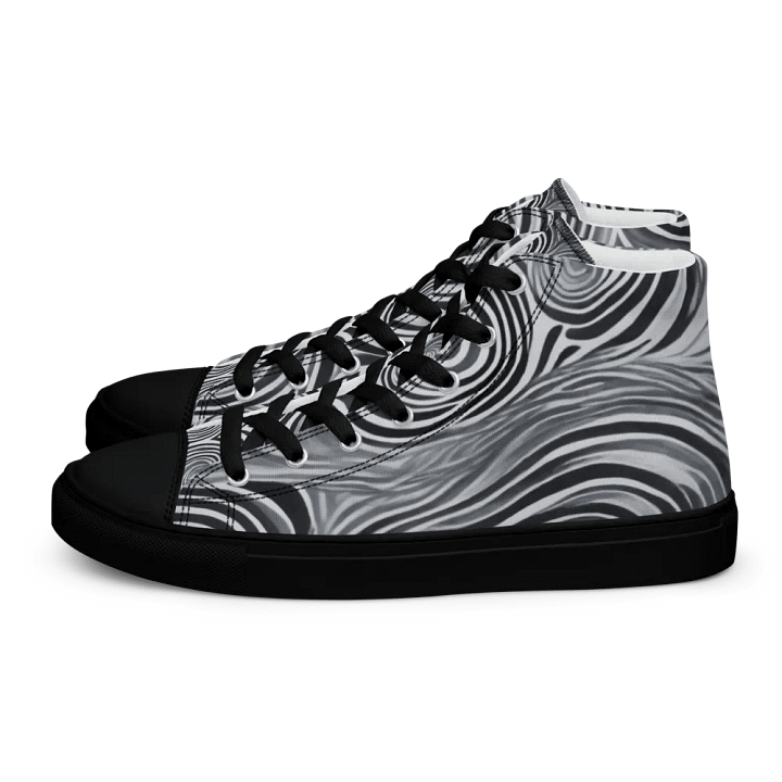 Funky Black and White Noir Liquid Tie-Dye Women's High-Top Canvas Shoes product image (2)