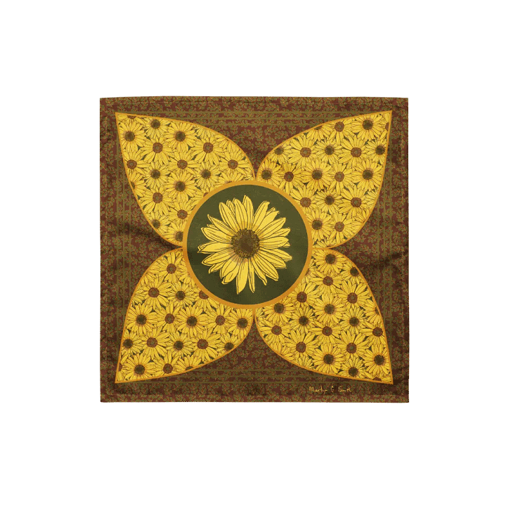 “Pure Helianthus Sunflower” Bandana in Red and Green product image (1)