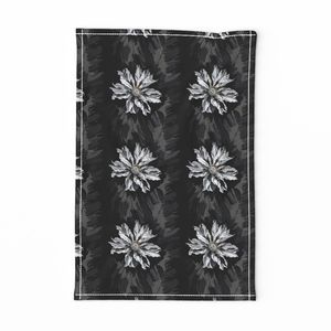 Seamless Pattern - Stripes of White flowers and Gray Leaves on a Black Background product image (11)
