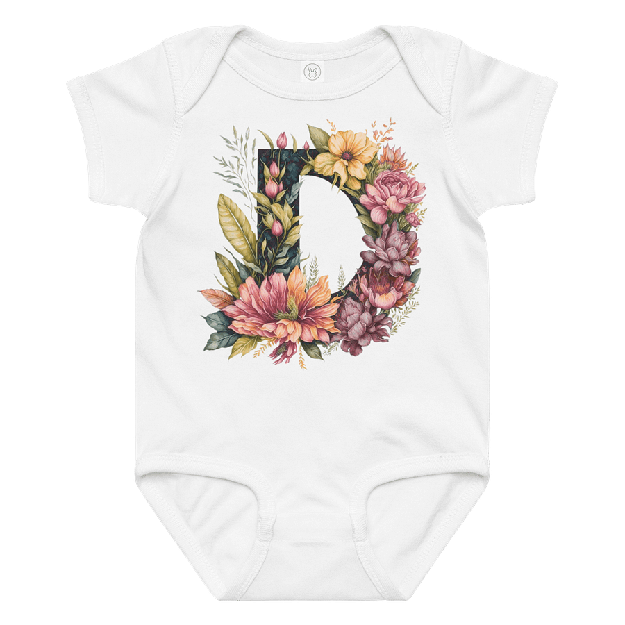 Floral Letter 'D' Baby Bodysuit product image (1)