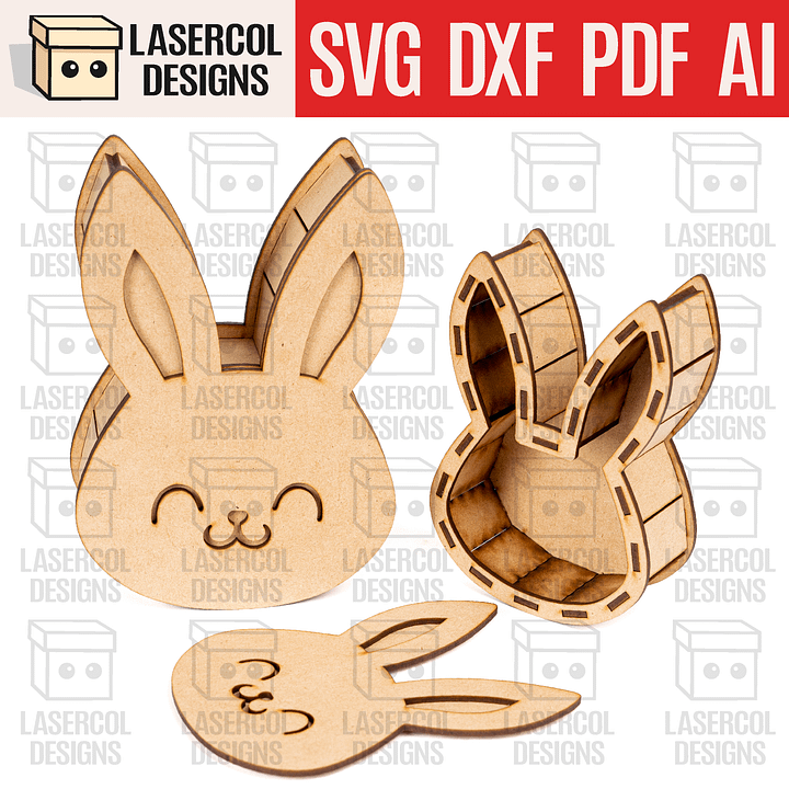 Easter Bunny Shaped Boxes Set 4 - Laser Cut Files product image (1)