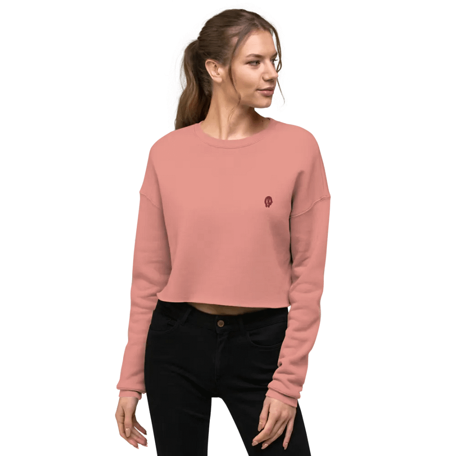 EXCLAIMING MENTALLY (rose design) embroidered fleece crop crew product image (32)