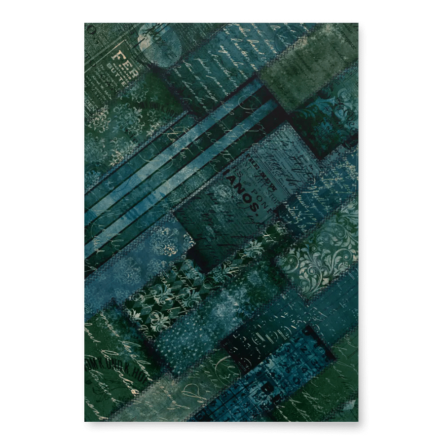 Elegant Vintage Green Blue Script Wrapping Paper product image (4)