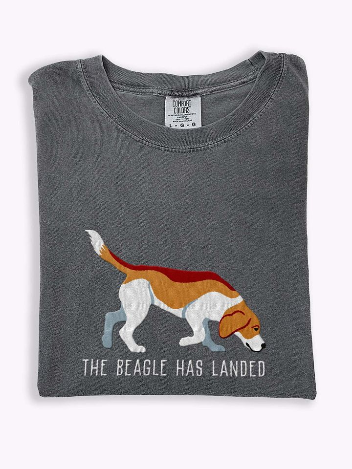 The Beagle Has Landed T-Shirt(Embroidered) of a Beagle(Tan) product image (1)