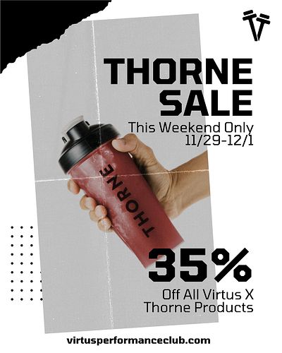 Last chance to get a big discount on our Thorne products before the holidays! 35% off all items today through Sunday. 💪🏼