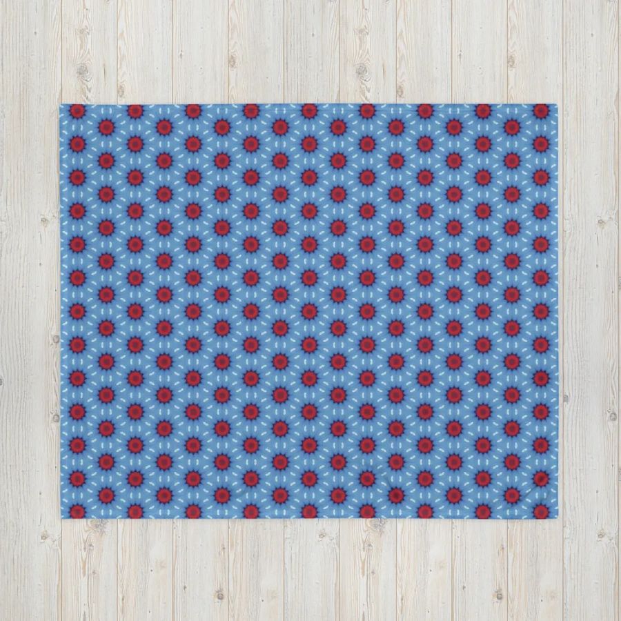 Blue Red & White Sunshine Seamless Patterned Throw Blanket product image (6)