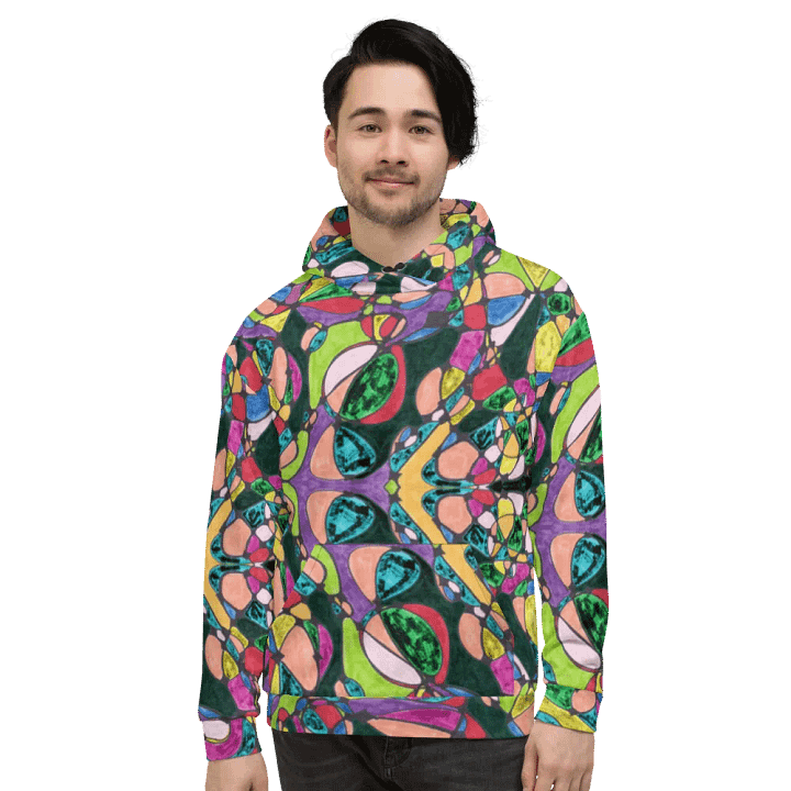 Abstract Colourful Patterned Neurographic Unisex Pull Over Hoodie product image (2)