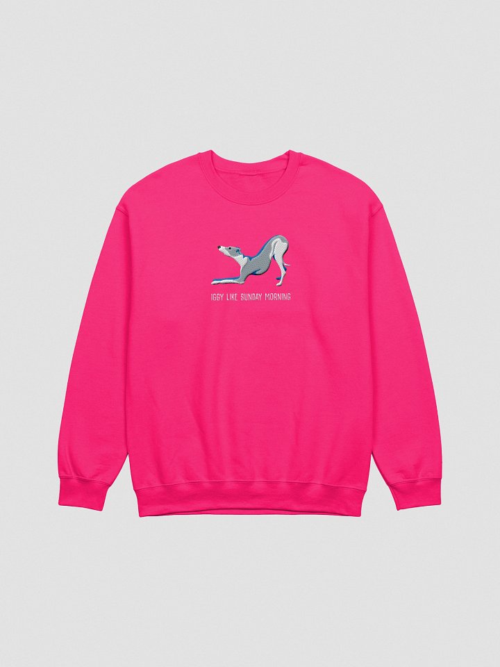 Iggy Like Sunday Morning Sweatshirt (Embroidered) of an Italian Greyhound(Blue & White) product image (13)