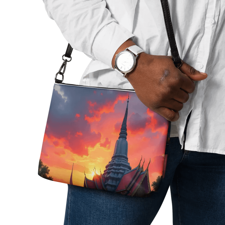 Tuk-Tuk at Sunset Near Thai Temple Crossbody Bag. product image (11)