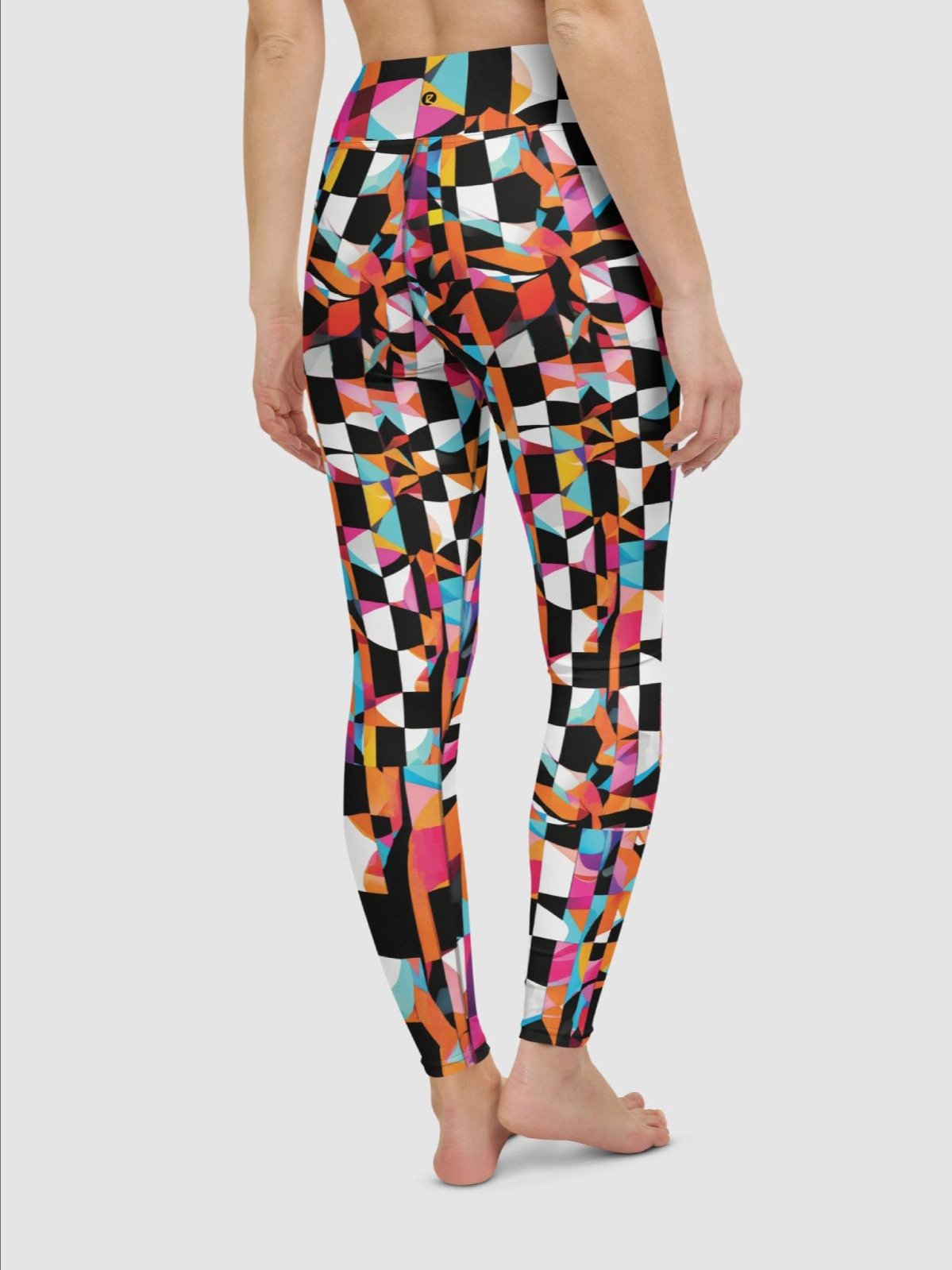 Printed High-waisted Leggings "Colorful Modern Abstract Checkered Art" product image (6)